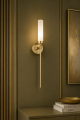 Lampa na ścianę PRESTON 8978 złoty kinkiet lity mosiądz mleczne szkło 8978 ARGON
