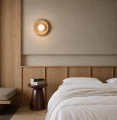 Lampa natynkowa RONDO 8970 kinkiet okrągły drewniany biała kulka jasny dąb 8970 ARGON
