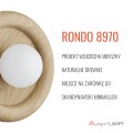 Lampa natynkowa RONDO 8970 kinkiet okrągły drewniany biała kulka jasny dąb 8970 ARGON
