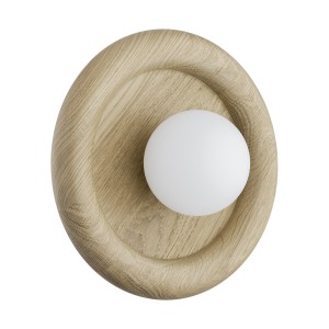Lampa natynkowa RONDO 8970 kinkiet okrągły drewniany biała kulka jasny dąb 8970 ARGON