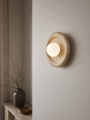 Lampa natynkowa RONDO 8970 kinkiet okrągły drewniany biała kulka jasny dąb 8970 ARGON