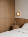 Lampa natynkowa RONDO 8970 kinkiet okrągły drewniany biała kulka jasny dąb 8970 ARGON