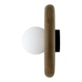 Lampa natynkowa RONDO 8971 kinkiet okrągły drewniany biała kulka ciemny dąb 8971 ARGON
