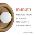 Lampa natynkowa RONDO 8971 kinkiet okrągły drewniany biała kulka ciemny dąb 8971 ARGON
