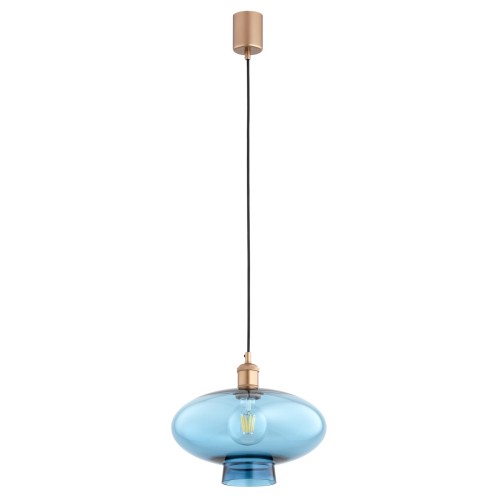 Lampa wisząca niebieski miedziane detale TRESCO 8982 ARGON