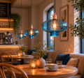 Lampa wisząca niebieski miedziane detale TRESCO 8982 ARGON