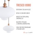 Lampa wisząca mleczne szkło miedziane detale TRESCO 8980 ARGON
