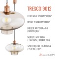 Lampa wisząca szkło dymione szampański miedziane detale TRESCO 9012 ARGON