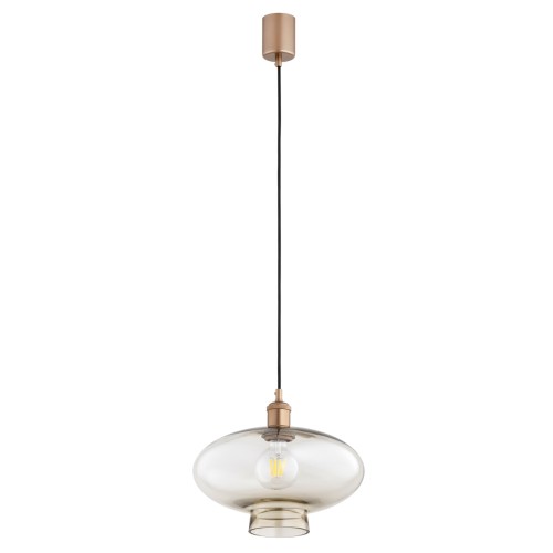 Lampa wisząca szkło dymione szampański miedziane detale TRESCO 9012 ARGON
