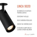 Lampa do zabudowy G/K reflektor wpuszczany sufitowy regulowany GU10 czarny LINCA 9020 ARGON
