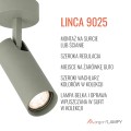 Lampa, kinkiet reflektor sufitowy GU10 długa tubka oliwka szałwia LINCA 9025 ARGON