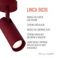 Lampa, kinkiet reflektor sufitowy GU10 długa tubka bordo barolo LINCA 9026 ARGON