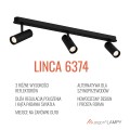 Kinkiet, lampa na sufit belka 3 reflektory 3 wysokości regulacja GU10 czarna LINCA 6374 ARGON