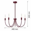 Lampa wisząca żyrandol świecznik 5 G9 bordo barolo AUGUSTINE 2203 ARGON