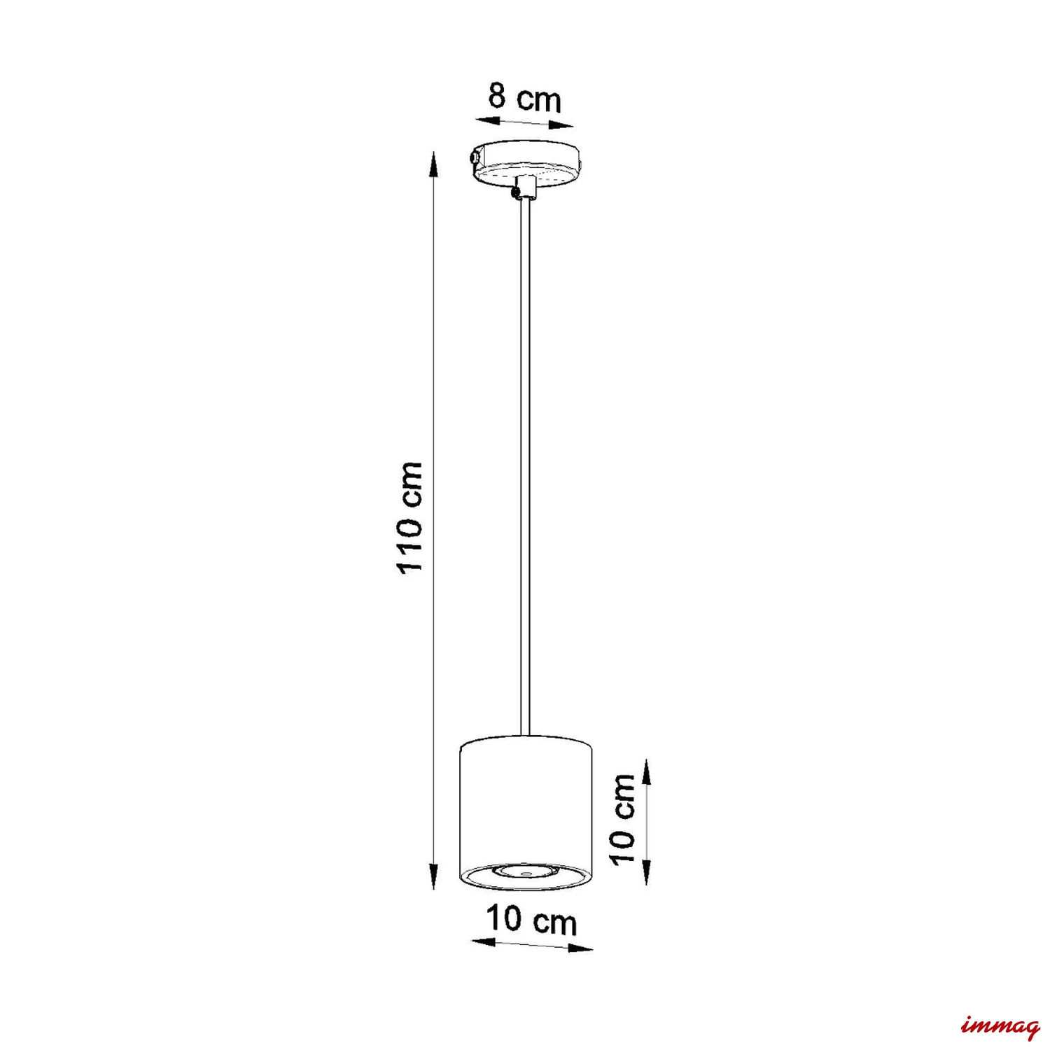 Lampa wisząca ORBIS 1 biała zwis SL.0053 SOLLUX LIGHTING - wymiary