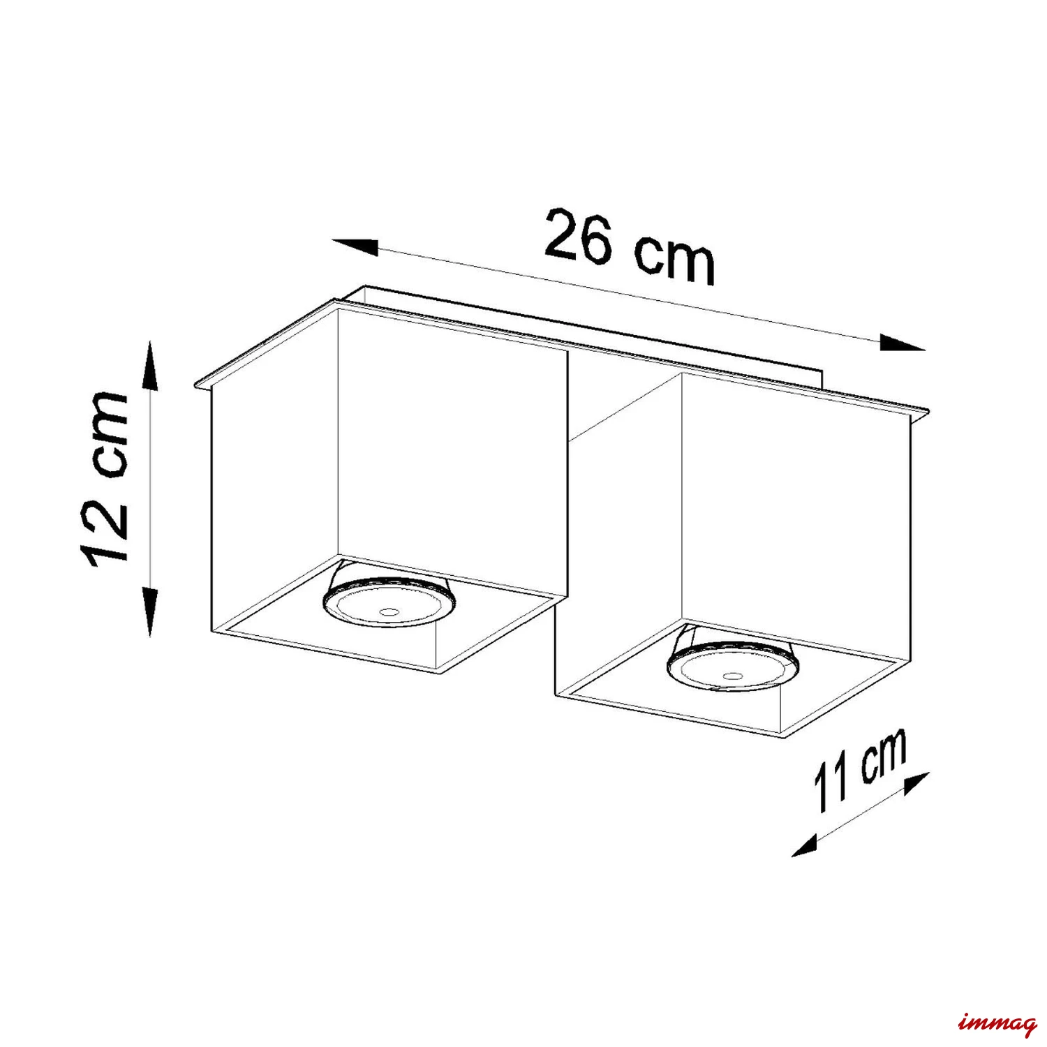 Lampa sufitowa QUAD 2 czarna plafon SL.0063 SOLLUX LIGHTING - wymiary
