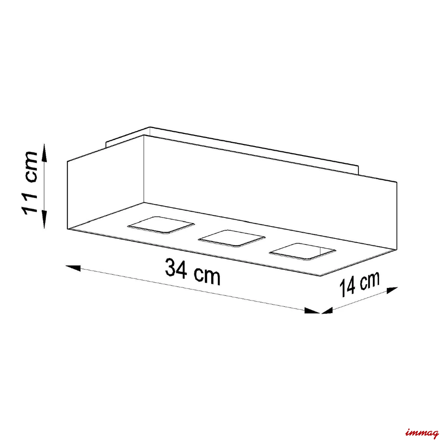 Lampa sufitowa MONO 3 biała plafon SL.0068 SOLLUX LIGHTING - wymiary