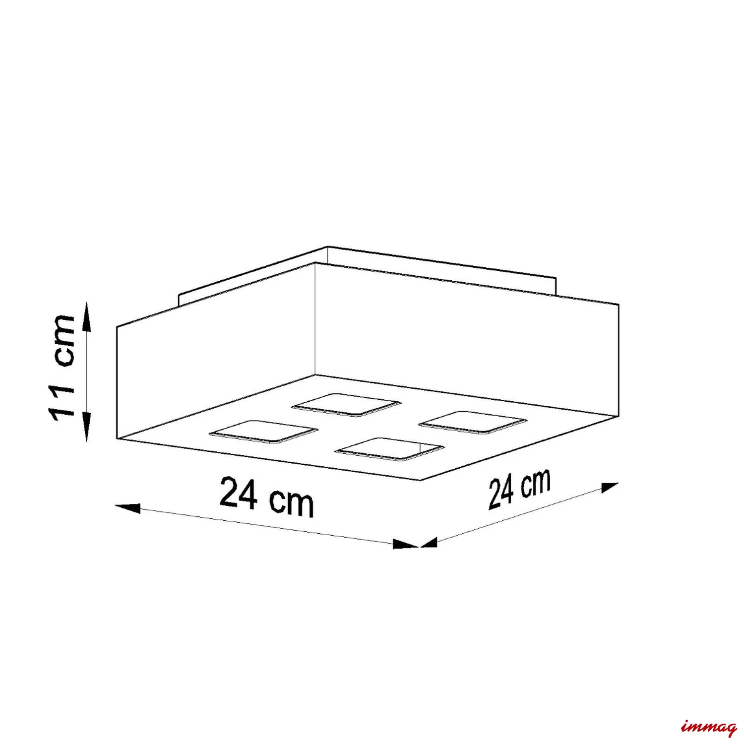 Lampa sufitowa MONO 4 czarna plafon SL.0073 SOLLUX LIGHTING - wymiary