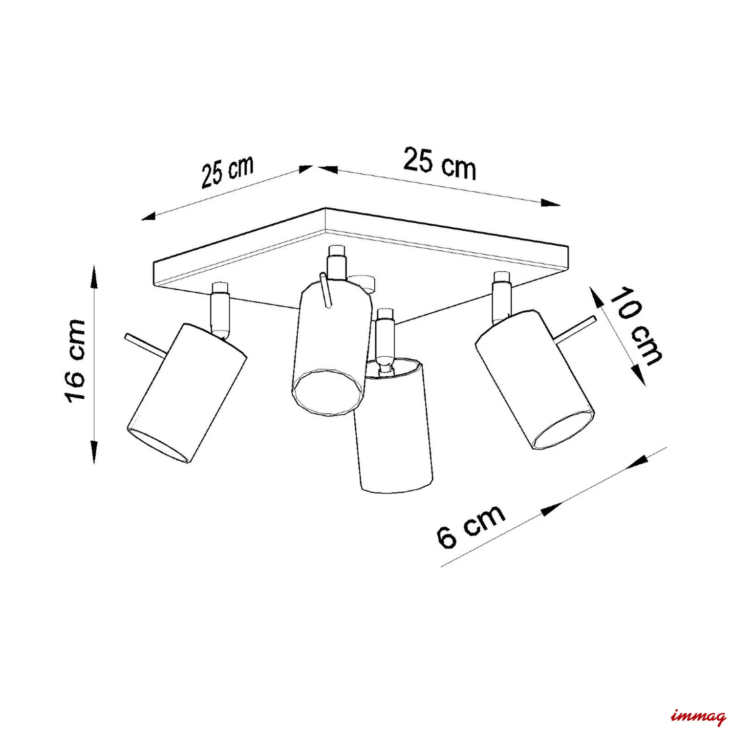 Lampa sufitowa RING 4 biała plafon SL.0090 SOLLUX LIGHTING - wymiary