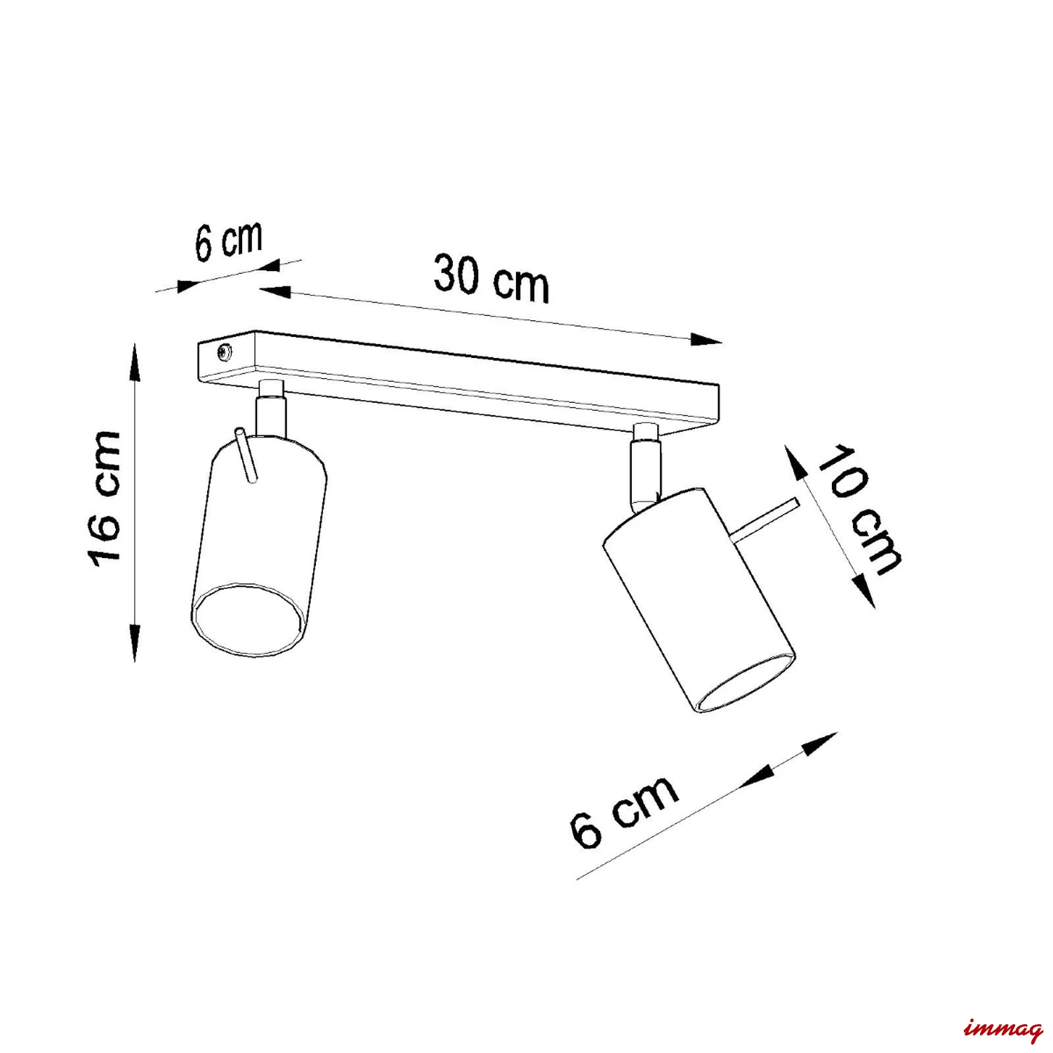 Lampa sufitowa RING 2 czarna plafon SL.0092 SOLLUX LIGHTING - wymiary
