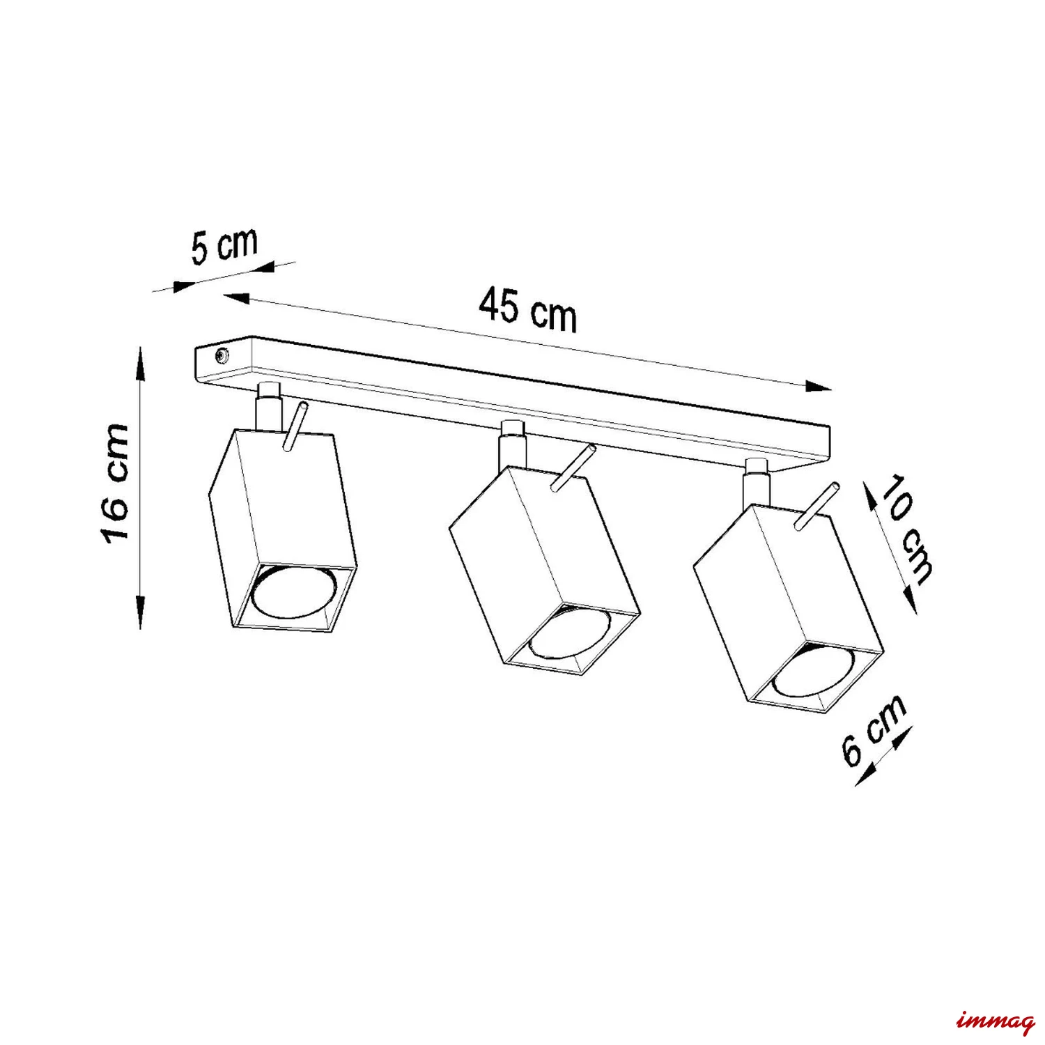 Lampa sufitowa MERIDA 3 biała plafon SL.0097 SOLLUX LIGHTING - wymiary