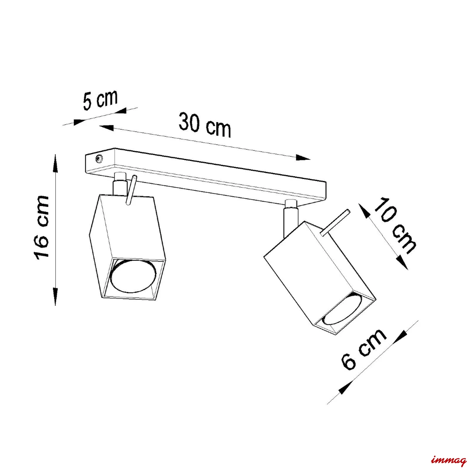 Lampa sufitowa MERIDA 2 czarna plafon SL.0100 SOLLUX LIGHTING - wymiary