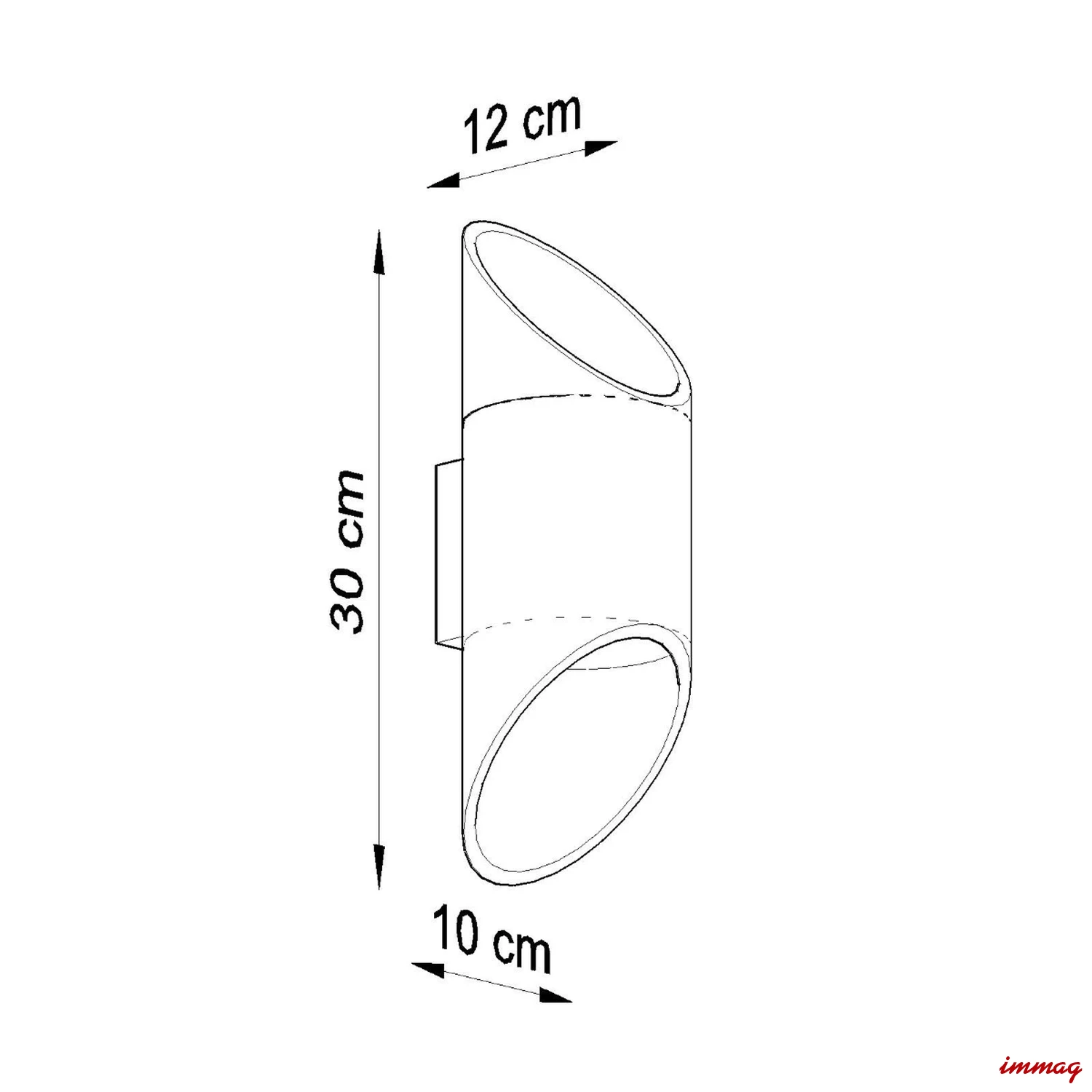 Lampa ścienna PENNE 30 biała kinkiet SL.0108 SOLLUX LIGHTING - wymiary