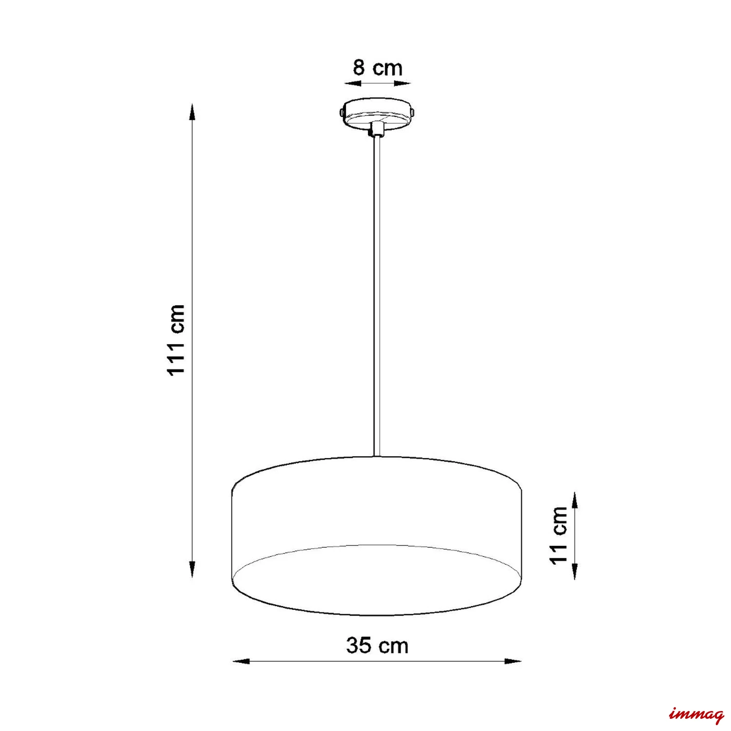 Lampa wisząca ARENA 35 biała zwis SL.0117 SOLLUX LIGHTING - wymiary