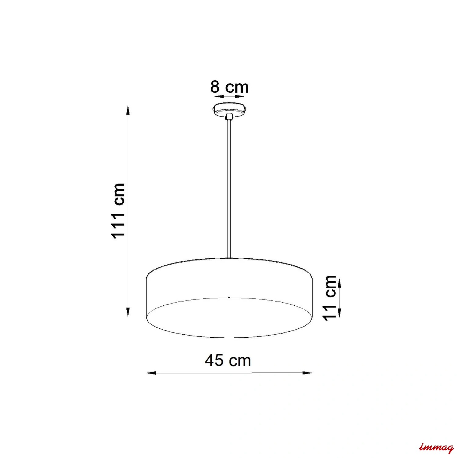 Lampa wisząca ARENA 45 czarna zwis SL.0118 SOLLUX LIGHTING - wymiary