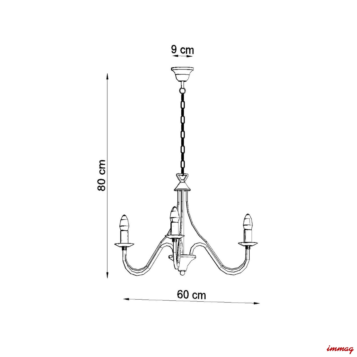 Lampa wisząca MINERWA 3 czarna żyrandol SL.0217 SOLLUX LIGHTING - wymiary