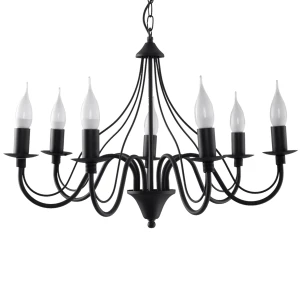 Lampa wisząca MINERWA 7 czarna żyrandol SL.0219 SOLLUX LIGHTING