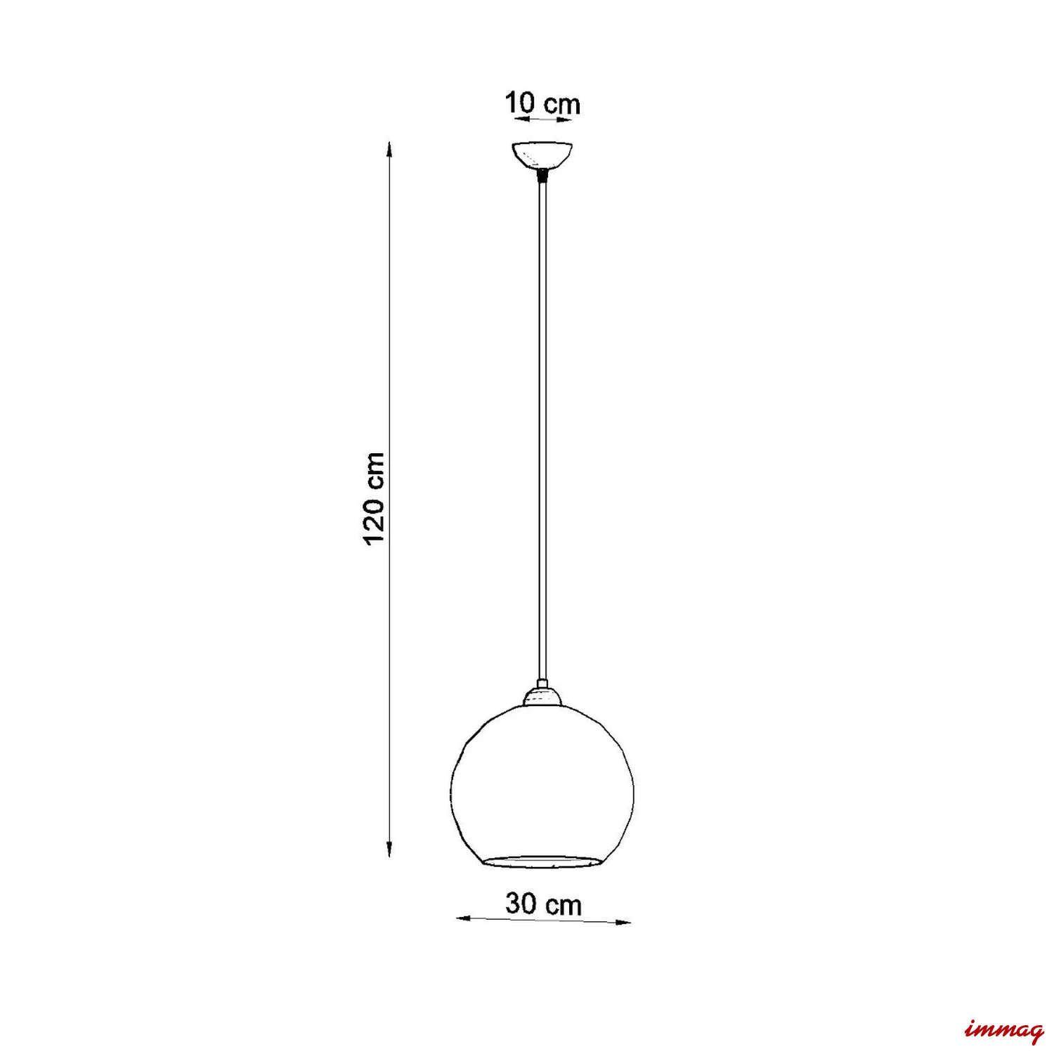 Lampa wisząca BALL czerwona zwis SL.0253 SOLLUX LIGHTING - wymiary