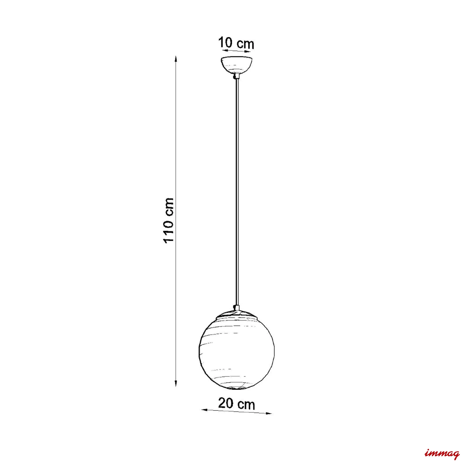 Lampa wisząca UGO 20 chrom zwis SL.0263 SOLLUX LIGHTING - wymiary