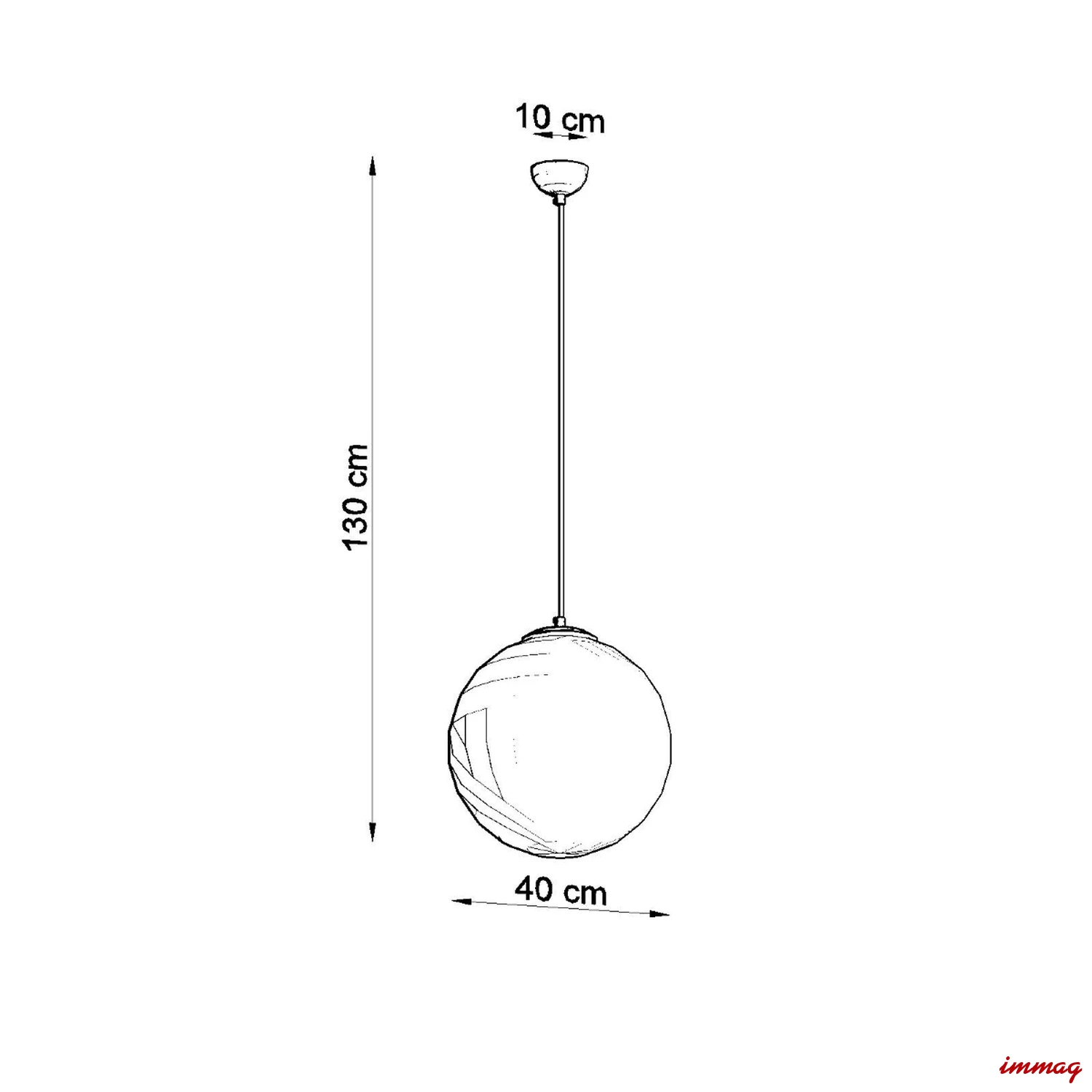 Lampa wisząca UGO 40 chrom zwis SL.0265 SOLLUX LIGHTING - wymiary
