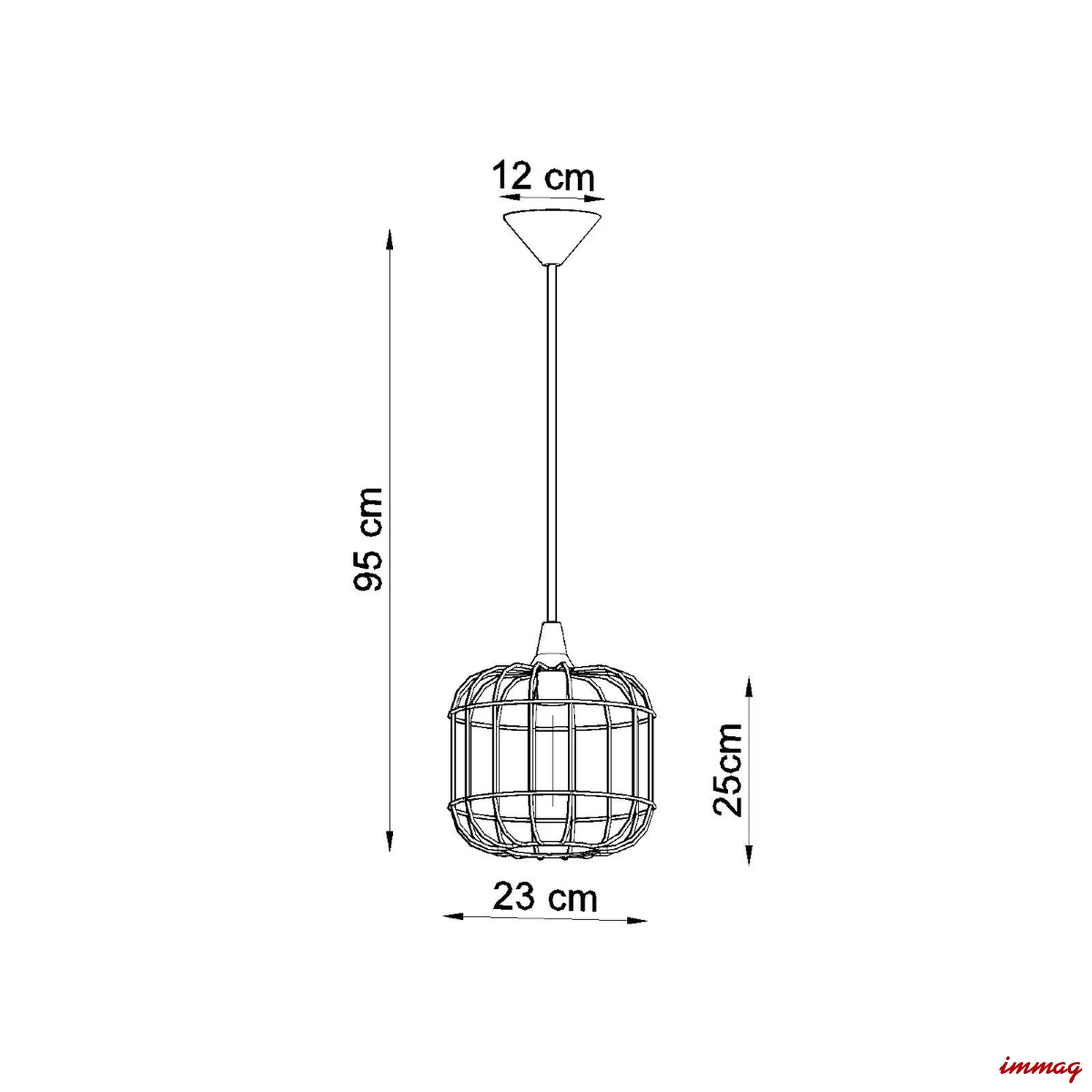 Lampa wisząca CELTA czarna zwis SL.0296 SOLLUX LIGHTING - wymiary