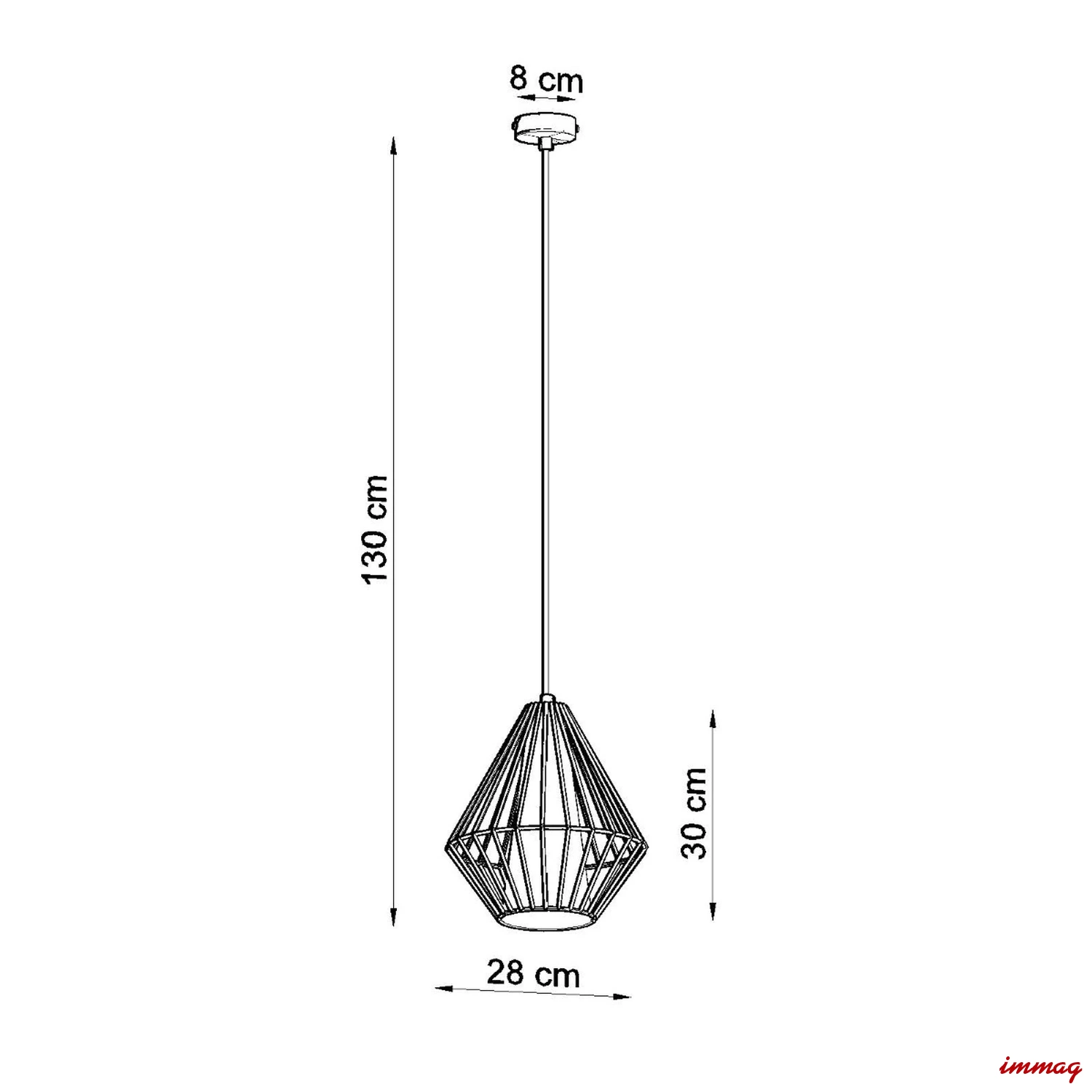 Lampa wisząca DEMI czarna zwis SL.0298 SOLLUX LIGHTING - wymiary