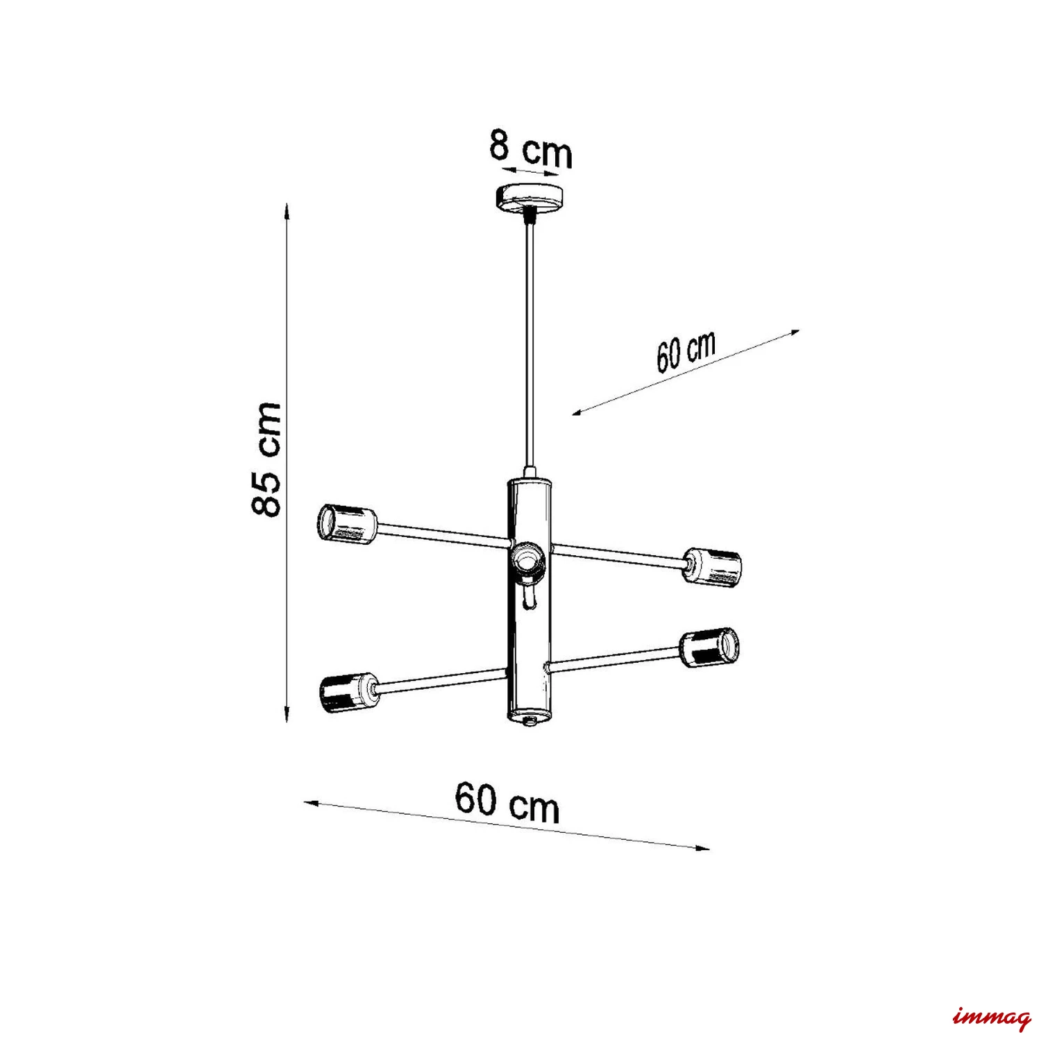 Lampa wisząca DUOMO 6 żyrandol SL.0305 SOLLUX LIGHTING - wymiary