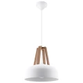 Lampa wisząca CASCO biała/naturalne drewno zwis SL.0388 SOLLUX LIGHTING