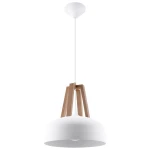 Lampa wisząca CASCO biała/naturalne drewno zwis SL.0388 SOLLUX LIGHTING