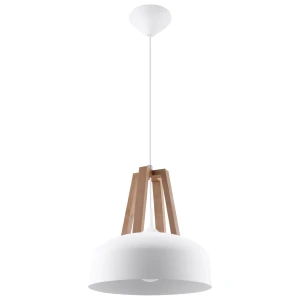 Lampa wisząca CASCO biała/naturalne drewno zwis SL.0388 SOLLUX LIGHTING