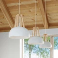 Lampa wisząca CASCO biała/naturalne drewno zwis SL.0388 SOLLUX LIGHTING