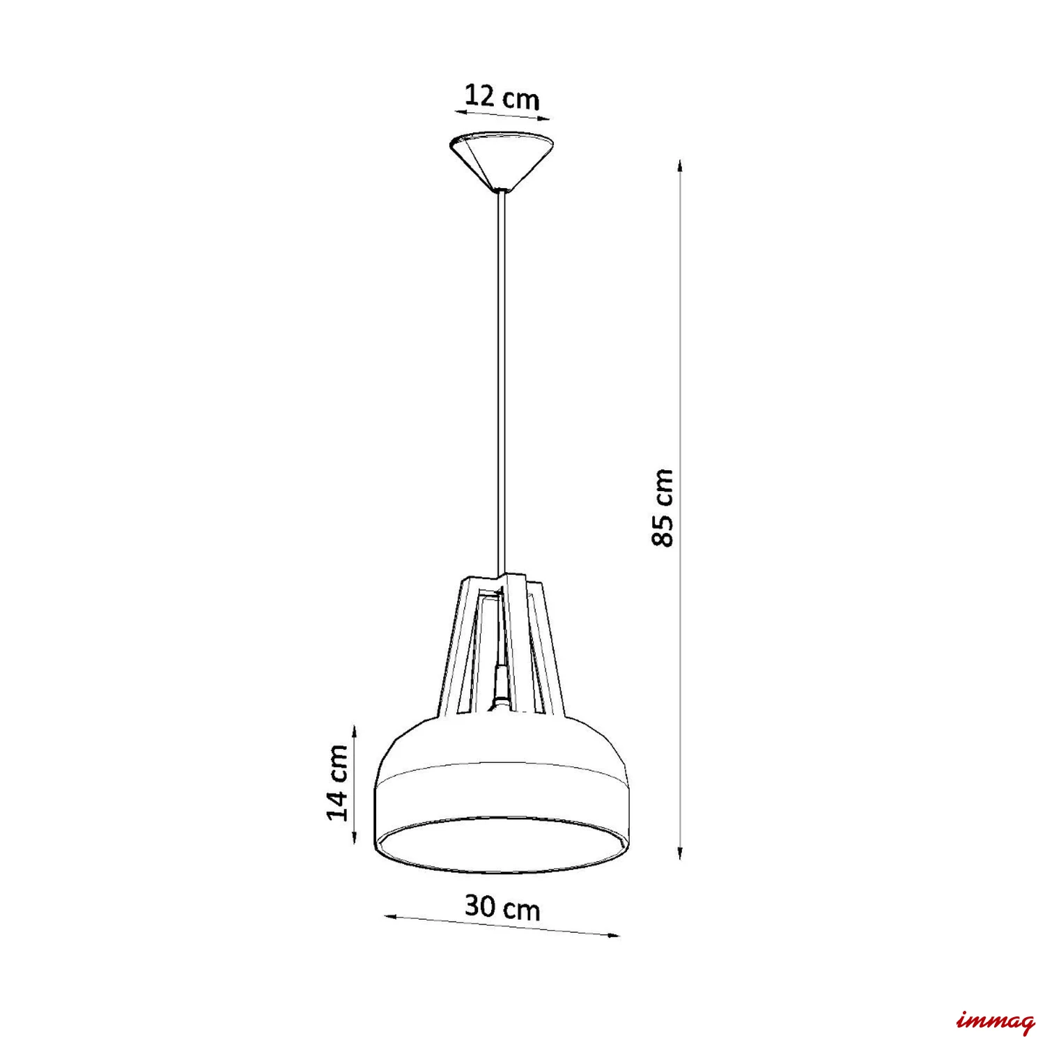 Lampa wisząca CASCO czarna/biała zwis SL.0389 SOLLUX LIGHTING - wymiary