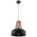 Lampa wisząca CASCO czarna/naturalne drewno zwis SL.0390 SOLLUX LIGHTING