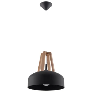 Lampa wisząca CASCO czarna/naturalne drewno zwis SL.0390 SOLLUX LIGHTING