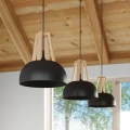 Lampa wisząca CASCO czarna/naturalne drewno zwis SL.0390 SOLLUX LIGHTING