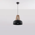 Lampa wisząca CASCO czarna/naturalne drewno zwis SL.0390 SOLLUX LIGHTING