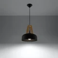 Lampa wisząca CASCO czarna/naturalne drewno zwis SL.0390 SOLLUX LIGHTING