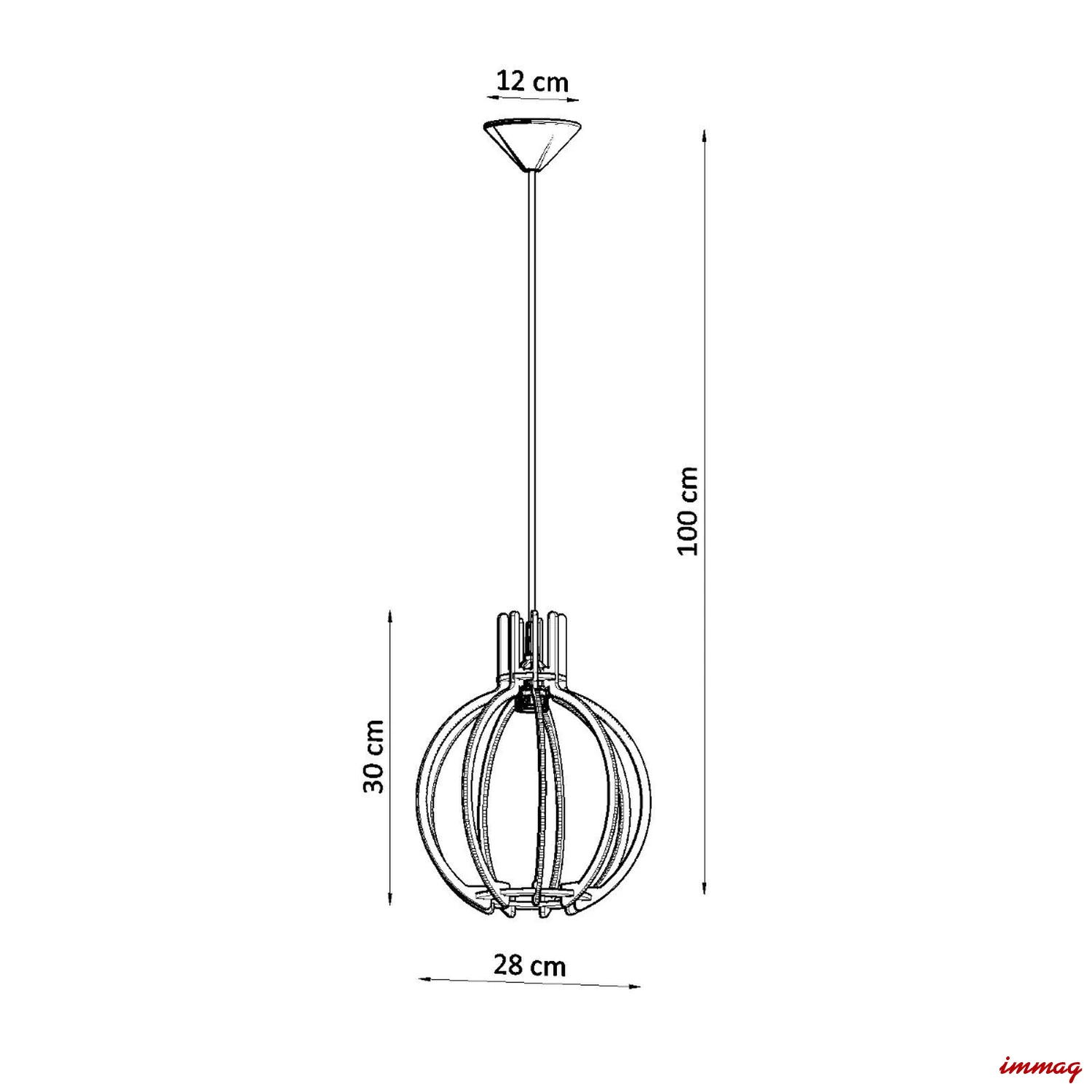 Lampa wisząca ARANCIA naturalne drewno zwis SL.0391 SOLLUX LIGHTING - wymiary