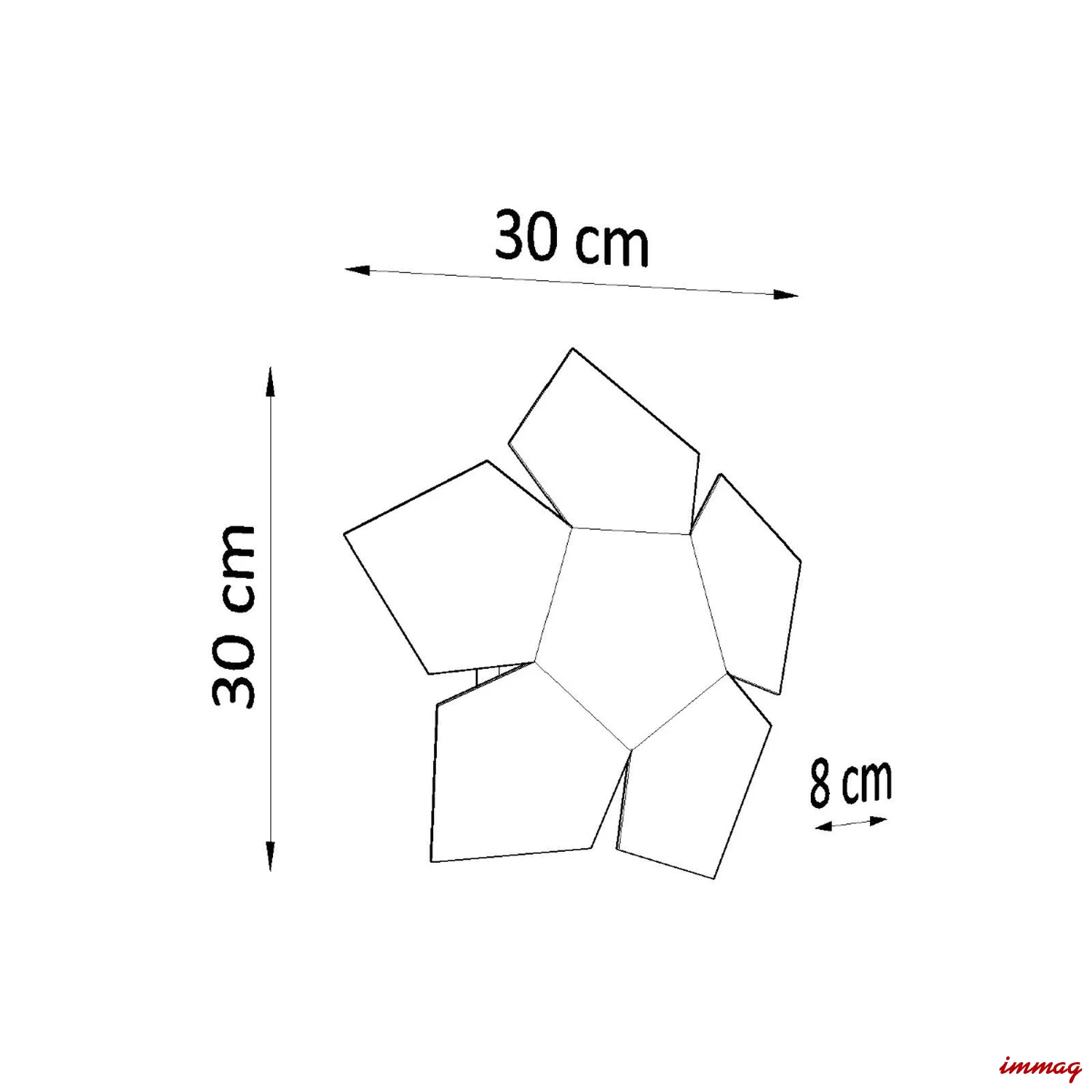 Lampa ścienna PENTA czarna kinkiet SL.0423 SOLLUX LIGHTING - wymiary