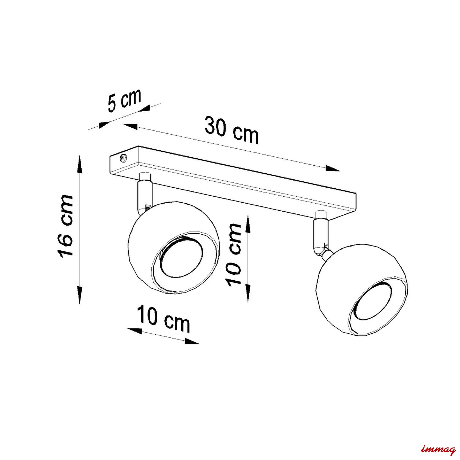 Lampa sufitowa OCULARE 2 biała plafon SL.0438 SOLLUX LIGHTING - wymiary